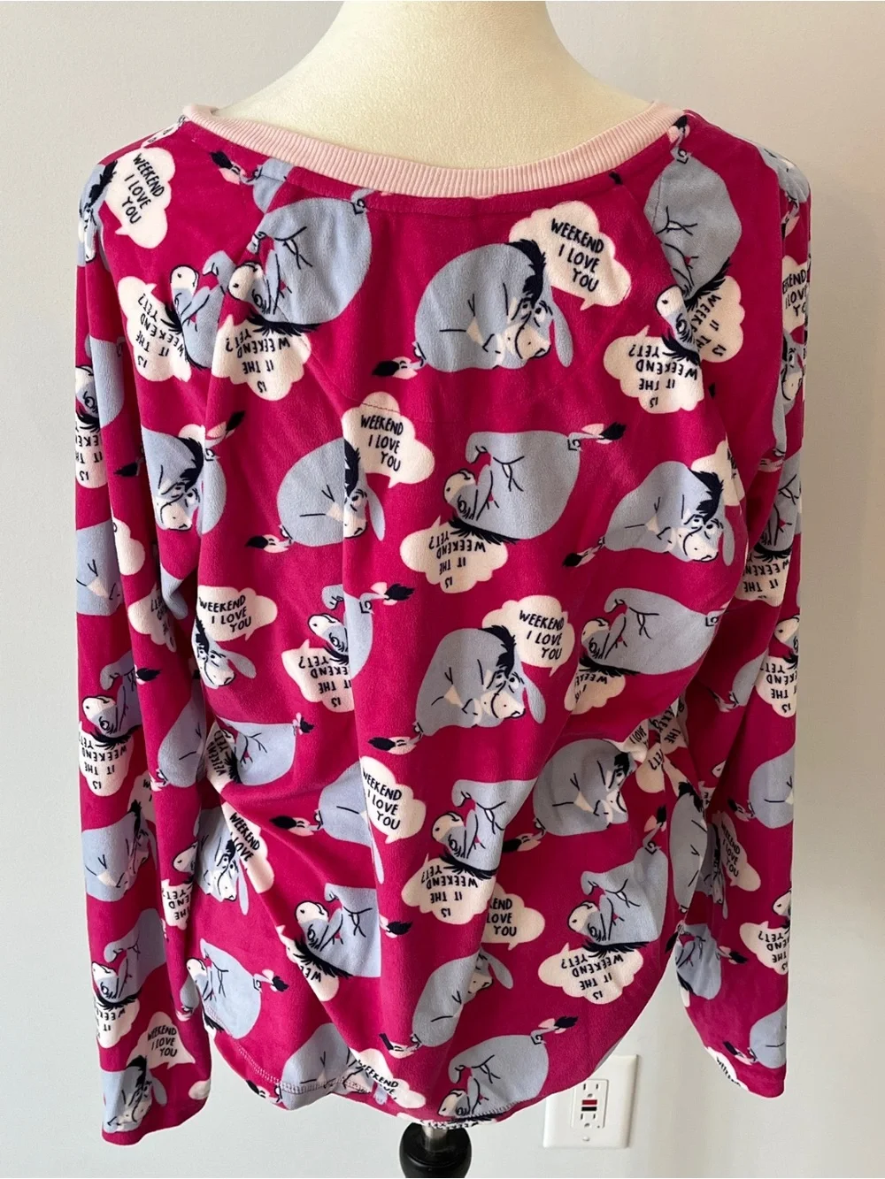 Womens Long Sleeve Pink Eeyore print lounge Pajama Top - Picture 5 of 5